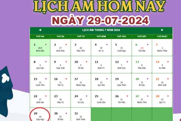 Lịch âm 30/7 - Âm lịch hôm nay 30/7 chính xác nhất - lịch vạn niên 30/7/2024-2
