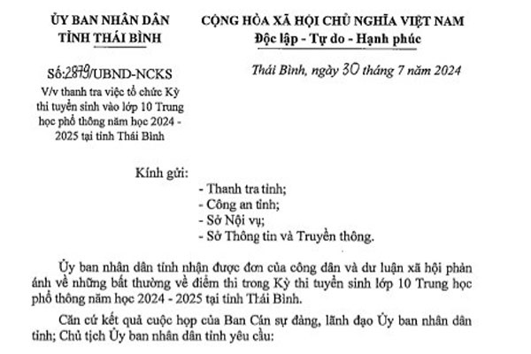 Bất thường điểm thi vào lớp 10: Xem xét tạm đình chỉ Giám đốc Sở GD-ĐT Thái Bình-1