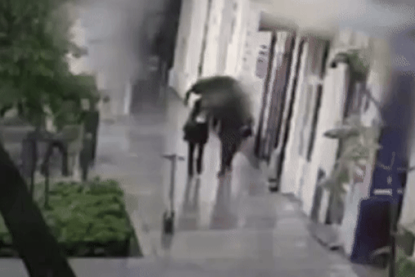 Clip: Bị chó rơi trúng đầu, cô gái ngã xuống đường bất tỉnh