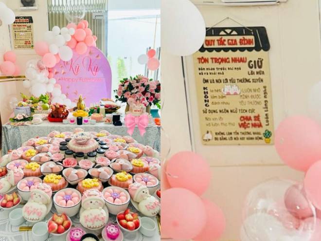 Thanh Trúc làm mâm cỗ đầy tháng tuyệt đẹp cho con gái đầu lòng, có quy tắc gia đình khiến nhiều người học hỏi-4
