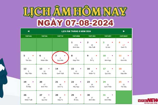 Lịch âm 7/8 - Âm lịch hôm nay 7/8 chính xác nhất - lịch vạn niên 7/8/2024-1