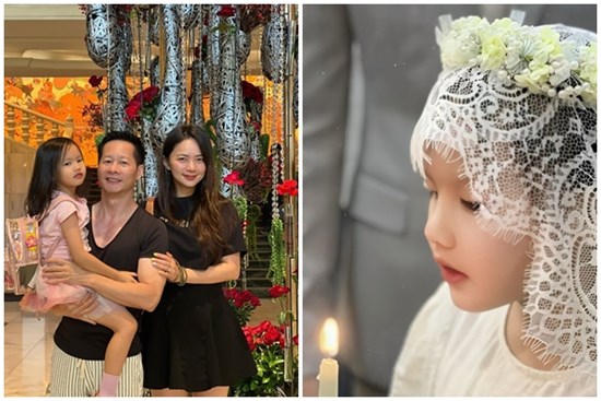 Con gái Phan Như Thảo xinh đẹp như thiên thần trong lễ rửa tội, tự quyết định vào đạo của bố đại gia