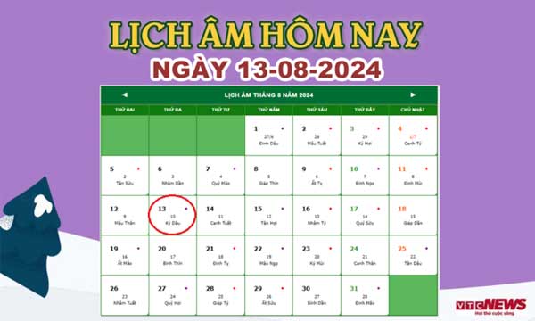 Lịch âm 13/8 - Âm lịch hôm nay 13/8 chính xác nhất - lịch vạn niên 13/8/2024-1