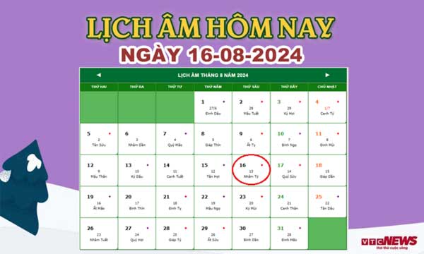 Lịch âm 16/8 - Âm lịch hôm nay 16/8 chính xác nhất - lịch vạn niên 16/8/2024-1