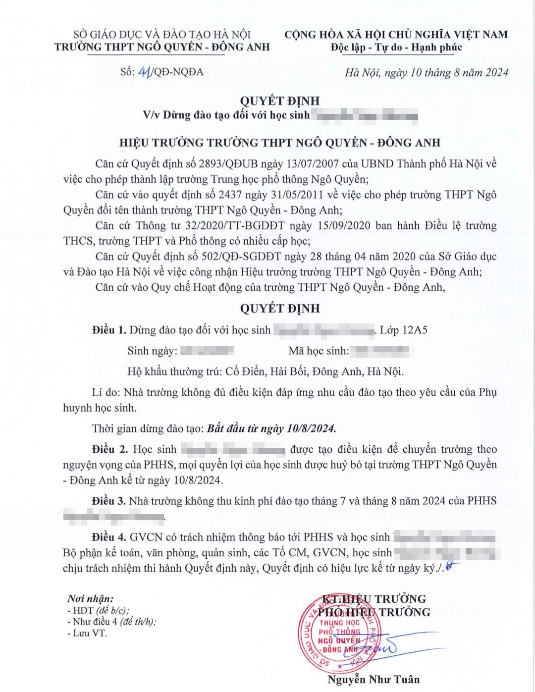 Vụ con bị dừng đào tạo vì bố thắc mắc về chương trình học: Nhà trường xin lỗi-1