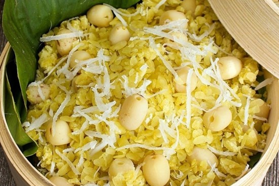 Cách làm xôi cốm sen dừa thơm phức chuẩn món quà thu Hà Nội