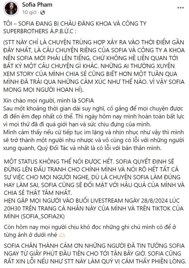 Sofia phân trần mâu thuẫn với Châu Đăng Khoa, công bố thêm bằng chứng mới-1