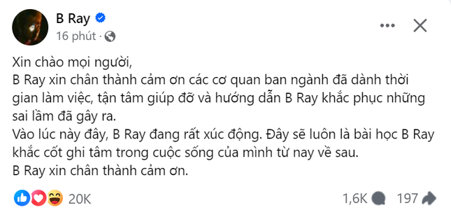 B Ray thông báo đã làm việc với cơ quan chức năng, khán giả phản ứng ra sao?-2