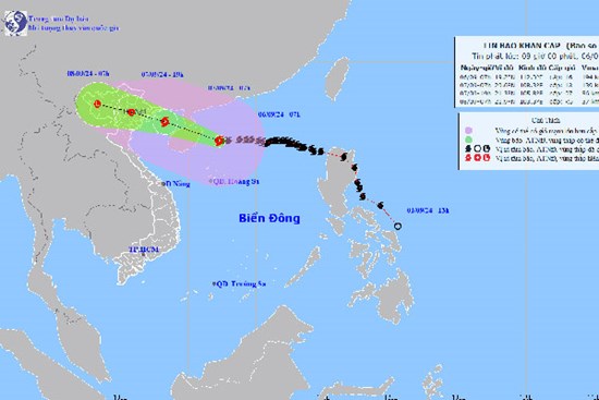 Rìa siêu bão số 3 Yagi 'chạm' đất liền, miền Bắc bắt đầu mưa lớn kèm sấm sét