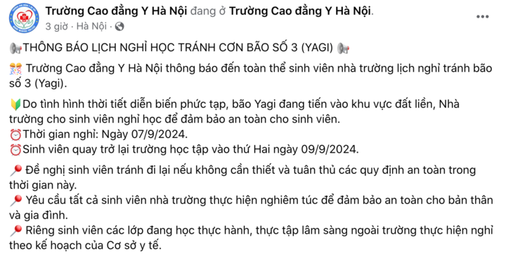 Nhiều trường đại học hoãn nhập học, cho sinh viên nghỉ tránh bão Yagi-1