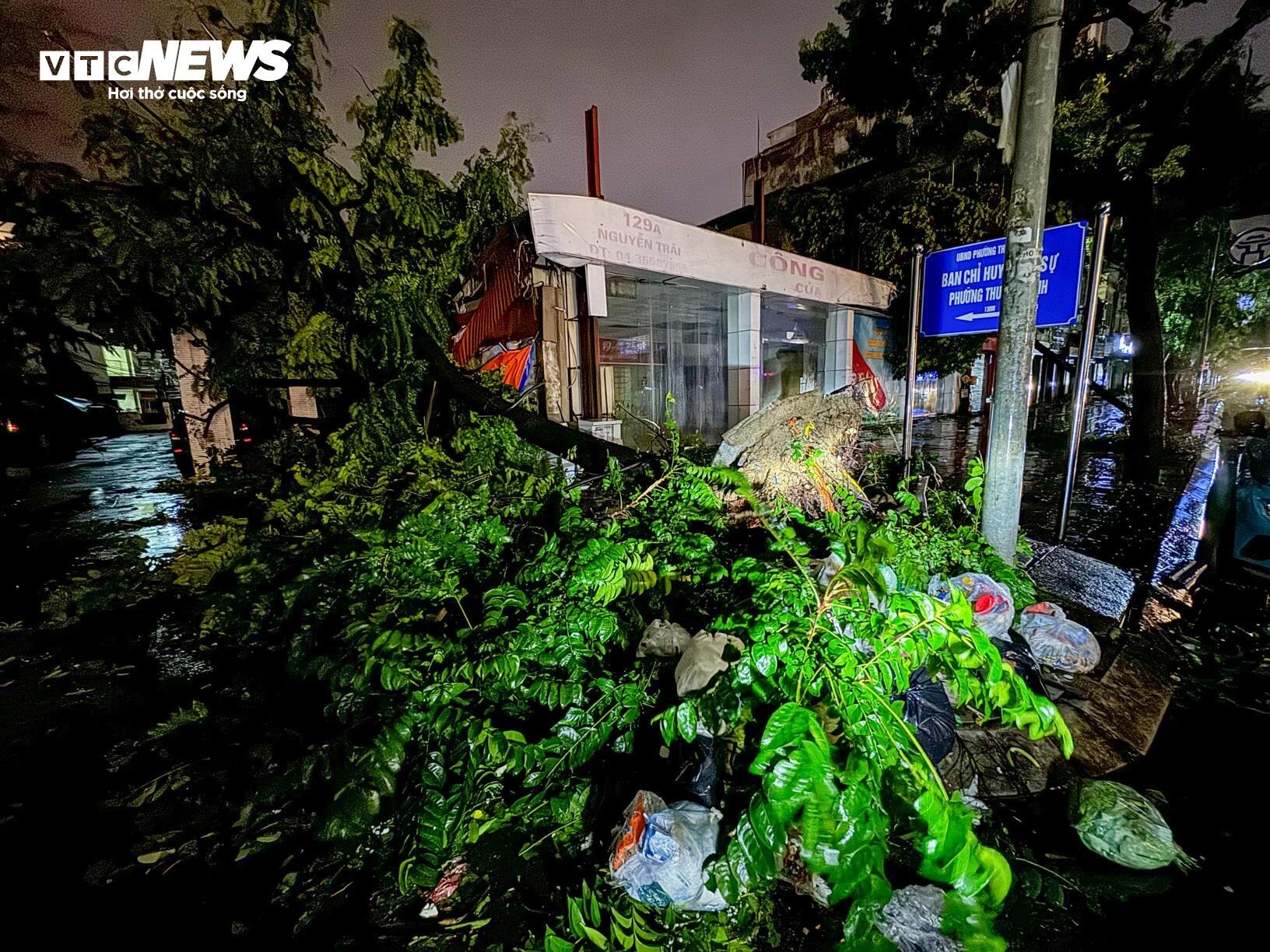 Đường phố Hà Nội tan hoang sau khi bão Yagi đổ bộ-14