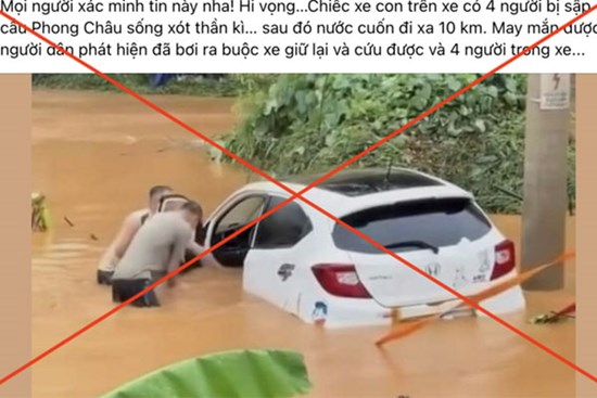 Thông tin 'cứu 4 người trong ô tô rơi từ cầu Phong Châu' là bịa đặt