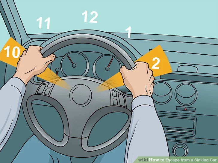 Cách thoát khỏi một chiếc ô tô đang chìm trong biển nước-1