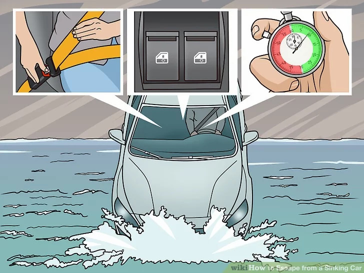 Cách thoát khỏi một chiếc ô tô đang chìm trong biển nước-2