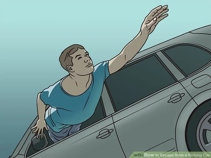 Cách thoát khỏi một chiếc ô tô đang chìm trong biển nước-5