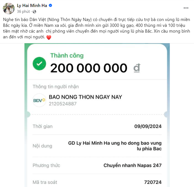 Dàn sao Việt chung tay hỗ trợ hơn 2,5 tỷ đồng gửi tới người dân vùng bão lũ-4