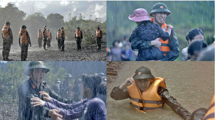 Mạnh Trường vào vai bộ đội thời bình cùng đồng đội cứu người dân vùng lũ-2