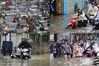 Mưa lớn xuyên đêm, nhiều tuyến đường ngập sâu, người Hà Nội rời nhà trước 6h sáng vẫn không thoát tắc