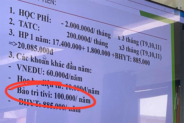 Phụ huynh bức xúc vì bị thu tiền bảo trì ti vi 100.000 đồng/học sinh-1