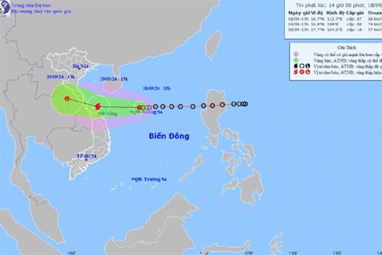 Áp thấp nhiệt đới đang hướng vào miền Trung, Bắc và Trung Trung Bộ có mưa rất to