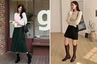 Những kiểu kết hợp chân váy với boots không bị xấu dáng