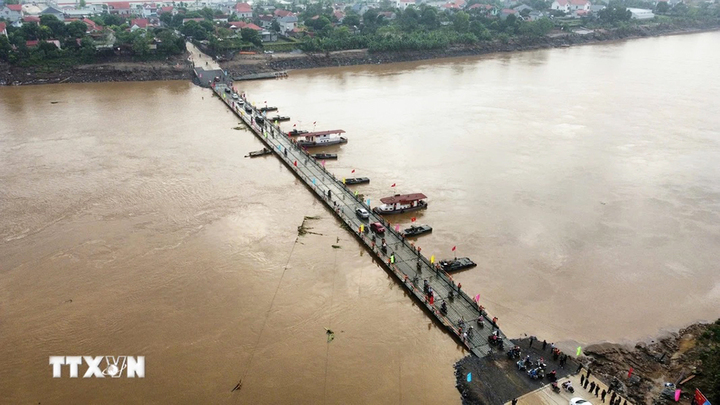 Cầu phao Phong Châu bắt đầu hoạt động từ sáng nay-1