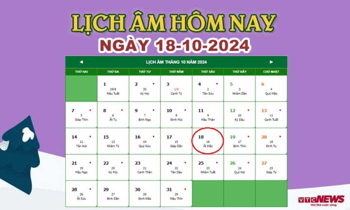 Lịch âm 18/10 - Âm lịch hôm nay 18/10 chính xác nhất - lịch vạn niên 18/10/2024-1