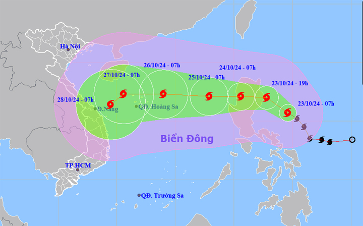 Bão Trami sẽ đạt cường độ cực đại khi tiến đến vùng biển quần đảo Hoàng Sa-1