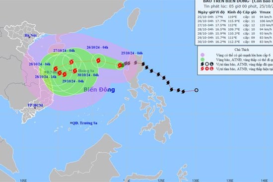 Bão số 6 trên Biển Đông giật cấp 12, biển động rất mạnh