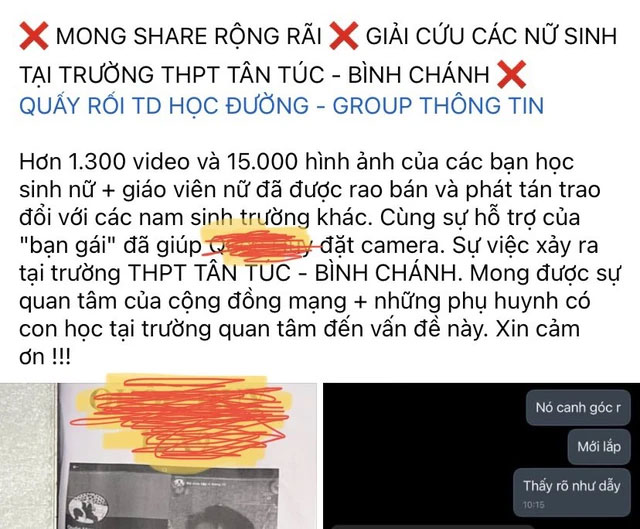 Trường THPT Tân Túc nói gì thông tin hàng ngàn clip nữ sinh bị quay lén trong nhà vệ sinh?-1