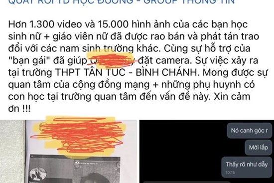 Trường THPT Tân Túc nói gì thông tin hàng ngàn clip nữ sinh bị quay lén trong nhà vệ sinh?