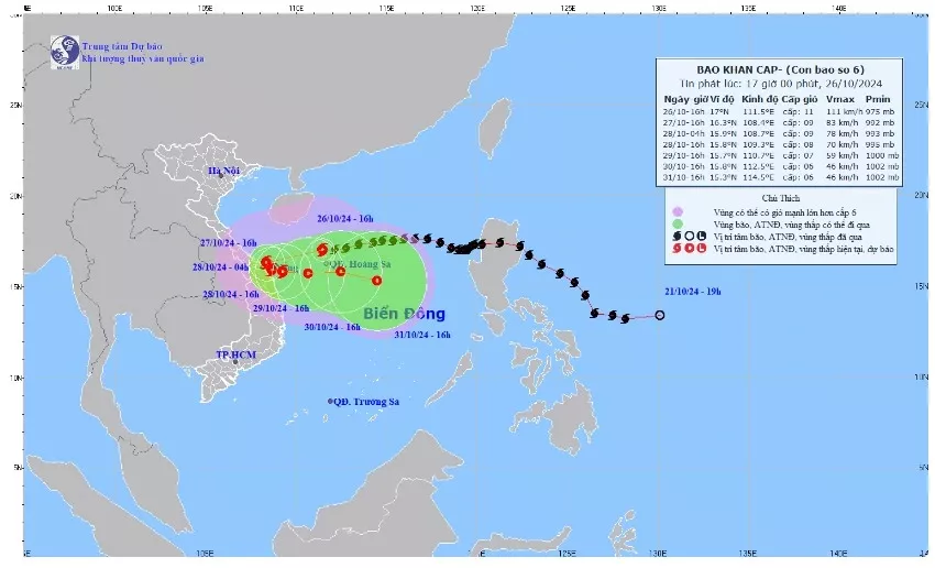 Bão số 6 đang tiến vào Đà Nẵng, gây mưa to nhiều nơi vào tối nay (26/10)-1