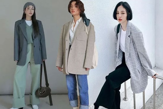 Cách phối áo blazer với quần ống rộng