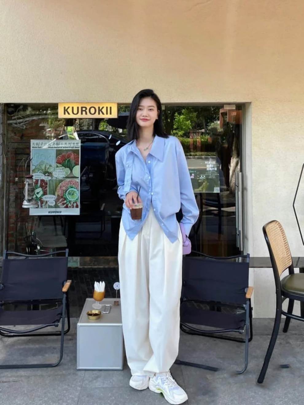 Cách phối đồ với quần trắng cạp cao-6