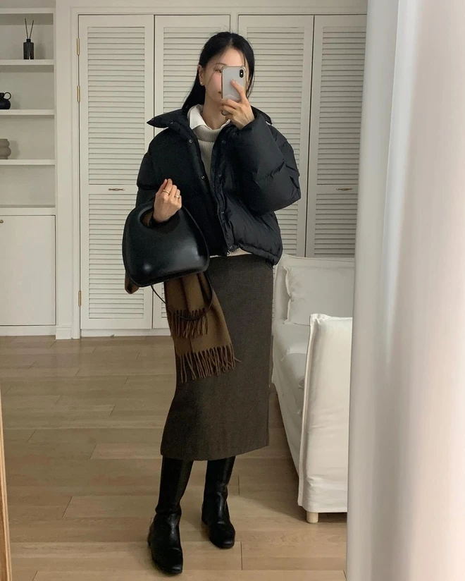 Cách phối đồ với áo phao ngắn-2