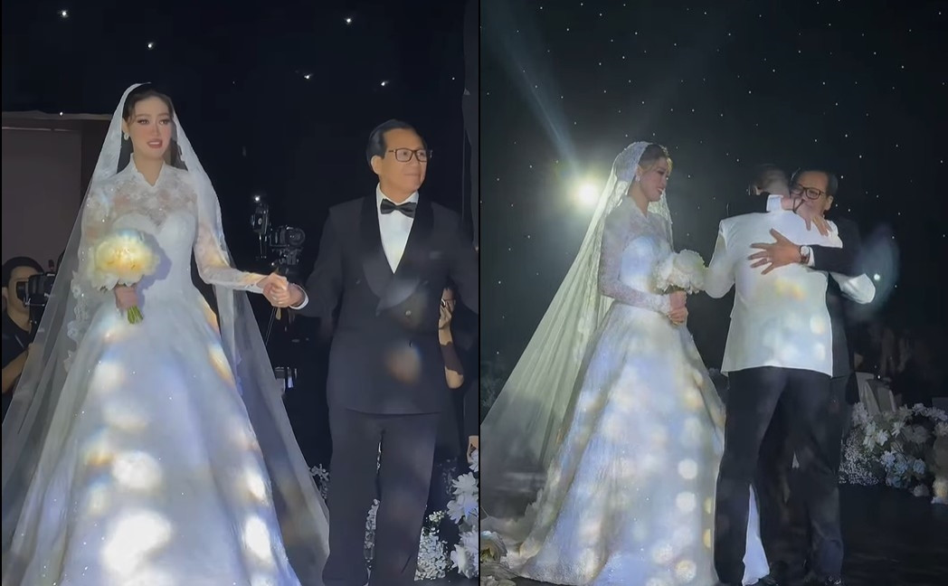 Chồng hơn 17 tuổi khóc đón hoa hậu Khánh Vân trong lễ đường-1