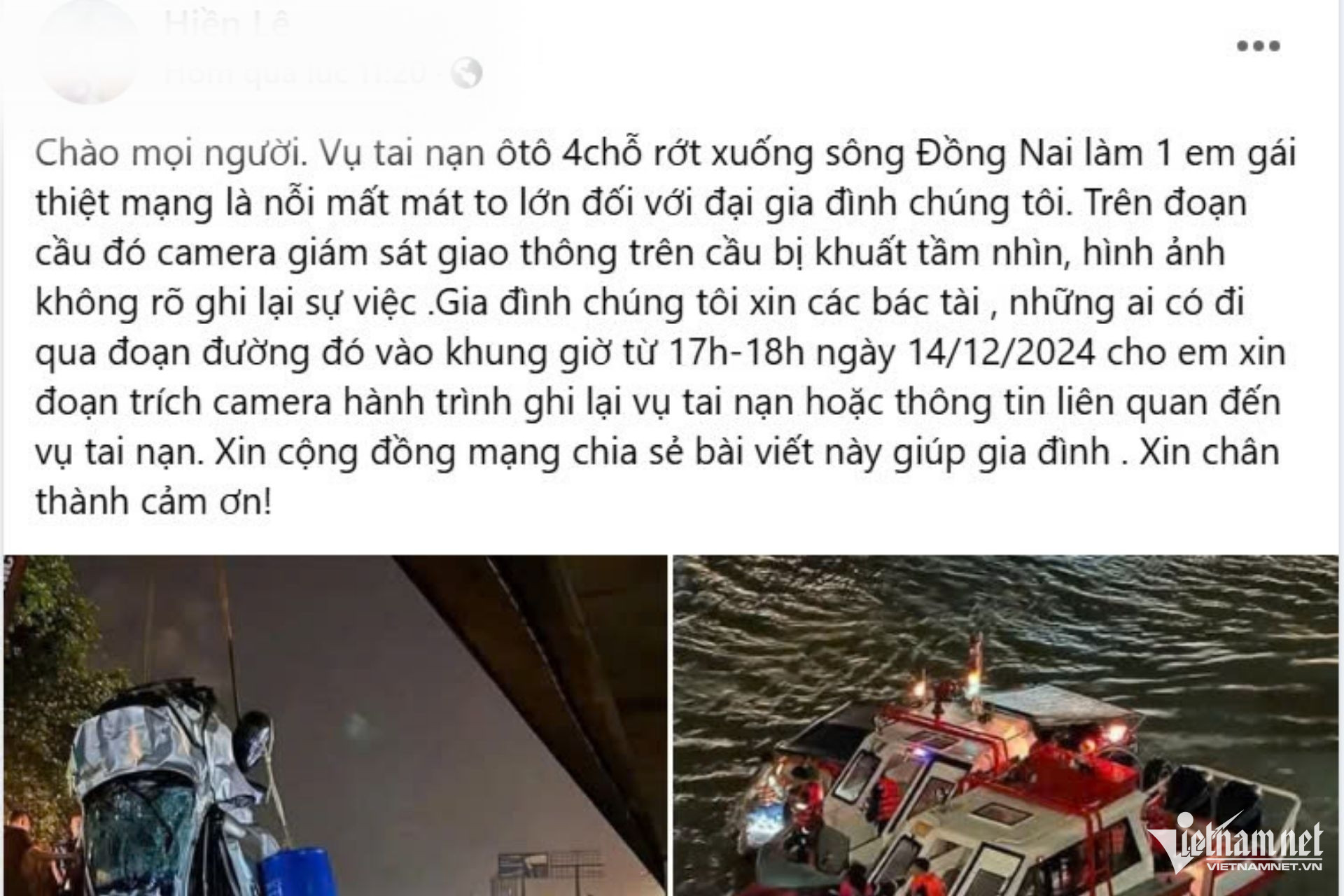 Vụ ô tô lao xuống sông Đồng Nai: Gia đình nữ tài xế tìm camera hành trình-1