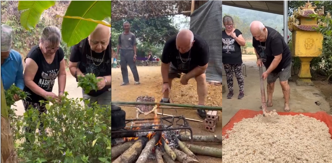 Khách Tây sang Việt Nam du lịch, thích thú nhổ cỏ, nấu cám lợn, dắt trâu đi cày-5