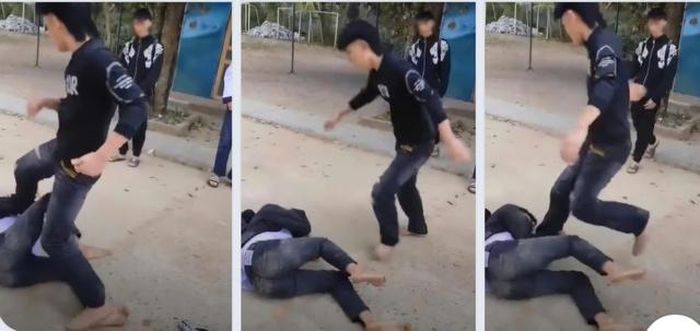 Nam sinh lớp 10 bị bạn đánh dã man giữa sân trường-1