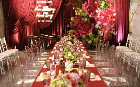 Toàn cảnh lễ đính hôn của tiểu thư Quận 3 và Chủ tịch 9X: Visual dâu rể sáng bừng, sính lễ ngộp thở-4