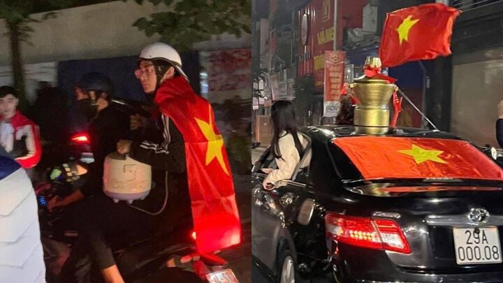Những vật kỳ lạ mà fan bóng đá Việt Nam cầm ra đường khi đi bão-4