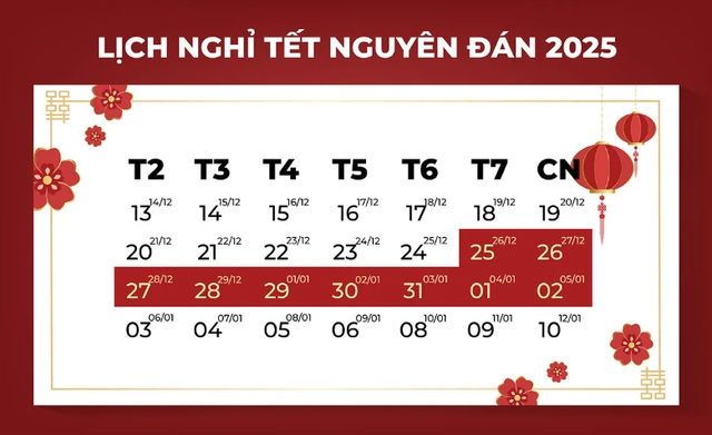 Tết Nguyên đán 2025 được nghỉ từ ngày nào?-1