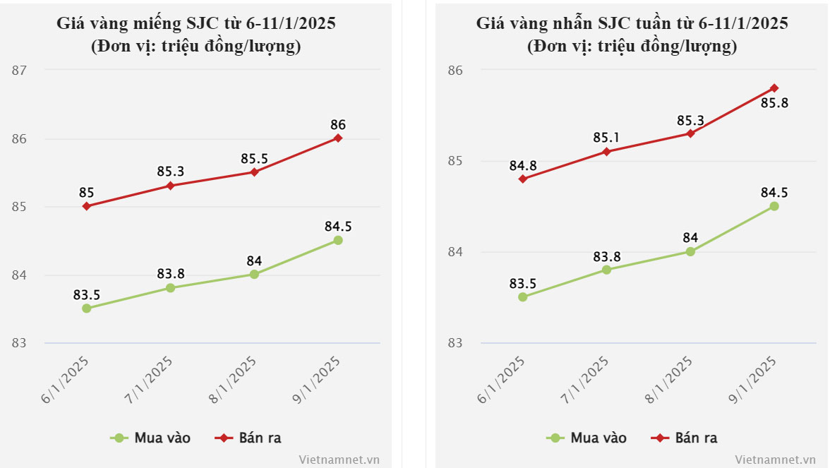 Giá vàng hôm nay 10/1/2025: Thế giới tăng cao, nhẫn trơn và SJC thẳng tiến-2