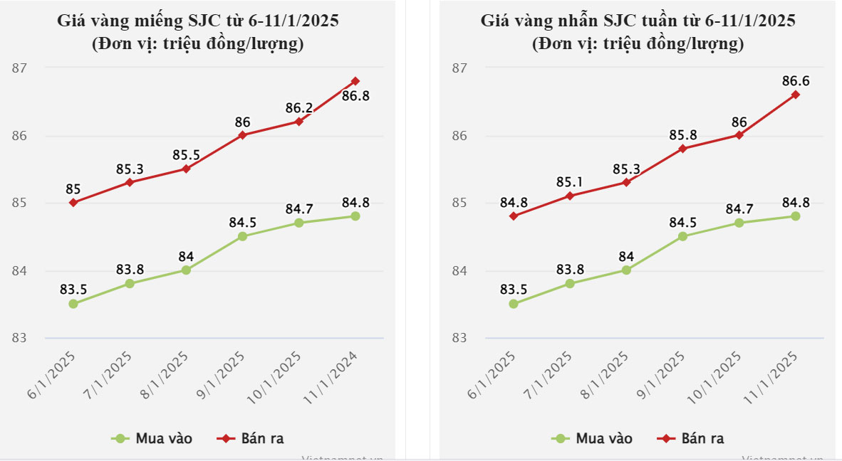 Giá vàng hôm nay 13/1/2025: Triển vọng tích cực, vàng SJC và nhẫn tăng tiếp?-1