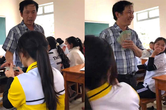 Thực hư clip thầy giáo lì xì mỗi học sinh 1 triệu đồng tiêu Tết