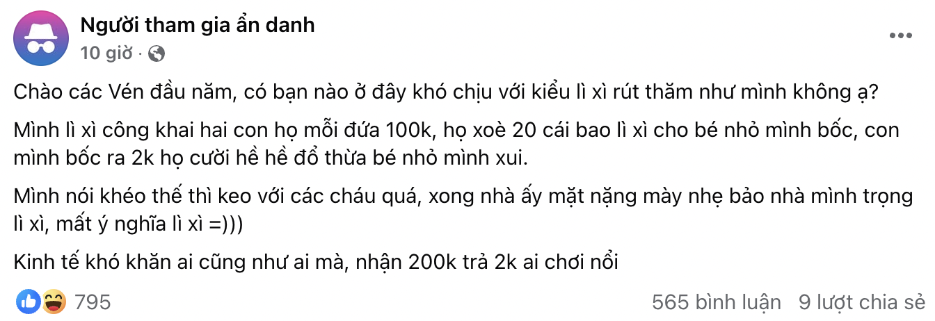 Của cho không bằng cách cho: Lì xì con họ hàng 200k, họ bắt con mình bốc thăm trúng 2k còn bị cười nhạo-1