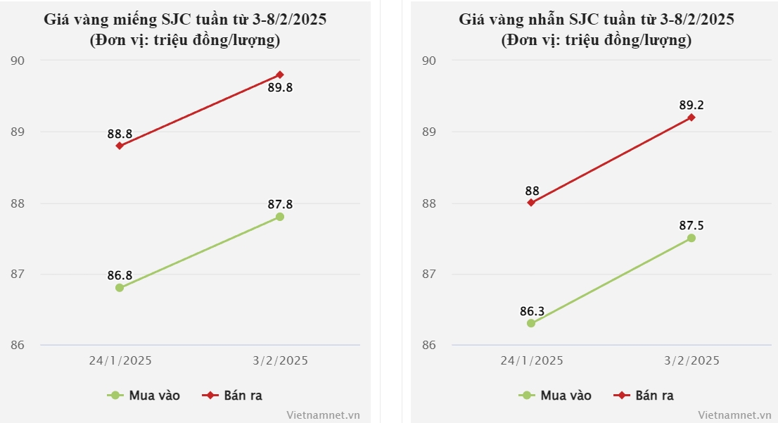 Giá vàng hôm nay 4/2/2025: Vàng SJC và nhẫn trơn tăng phi mã, vượt 90 triệu đồng-4