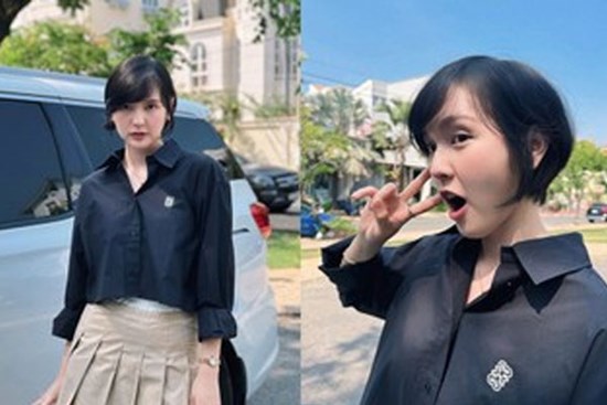 Hải Tú khoe tóc mới xinh xắn nhưng trang phục lại có điểm gây khó hiểu