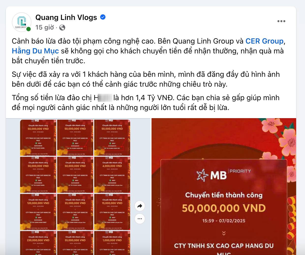 Chỉ trong vài tiếng đồng hồ, người phụ nữ Hà Nội bị đẩy vào cảnh khốn cùng, mất 1,4 tỷ vì tin kẻ mạo danh Hằng Du Mục-1