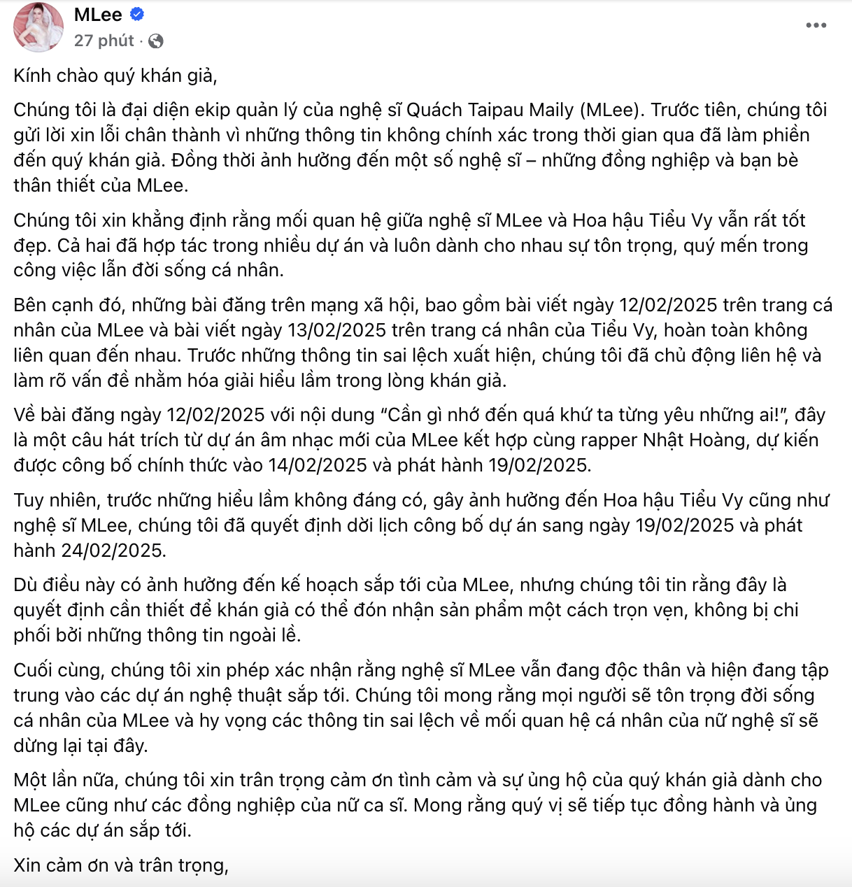 MLee đã căng: Đăng tâm thư giữa làn sóng tấn công Tiểu Vy, tỏ 1 thái độ với tình cũ Quốc Anh-1